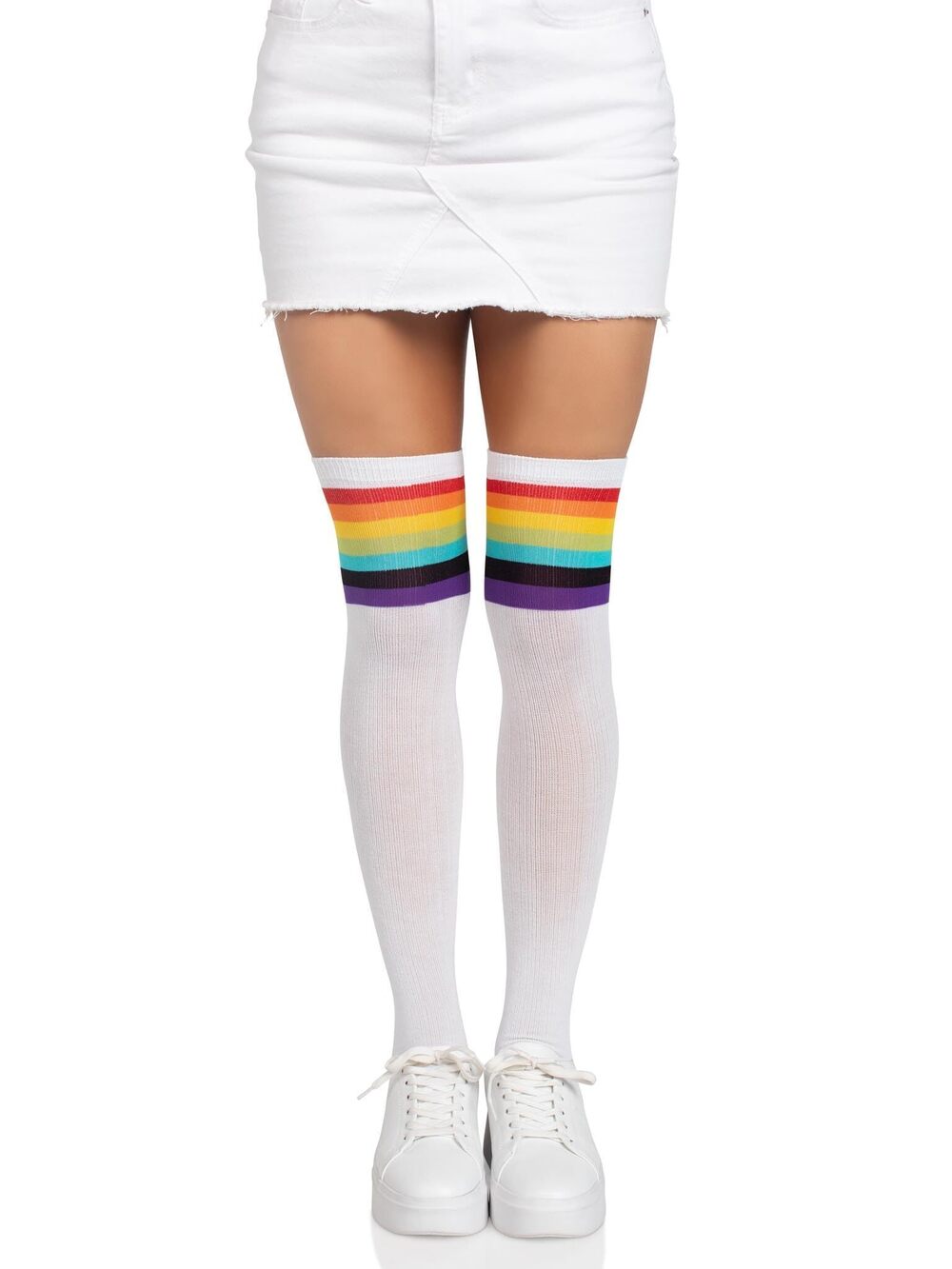 1068 Rainbow Pride Festival Thigh Highs Socks, Multicolor, ONE Size